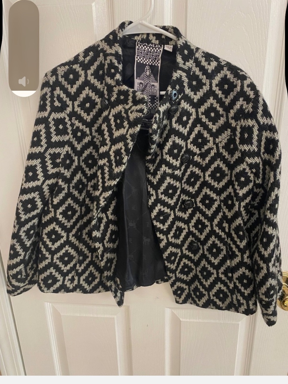 Black & Cream Patterned Women's Jacket